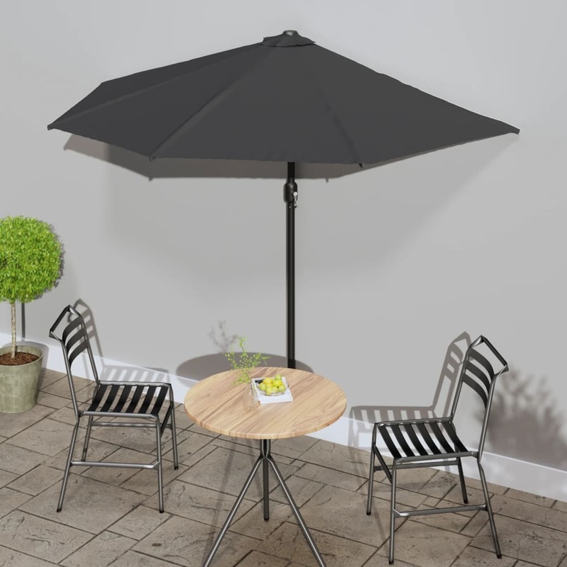 Berkfield Balcony Parasol with Aluminium Pole Anthracite 270×144 cm Half