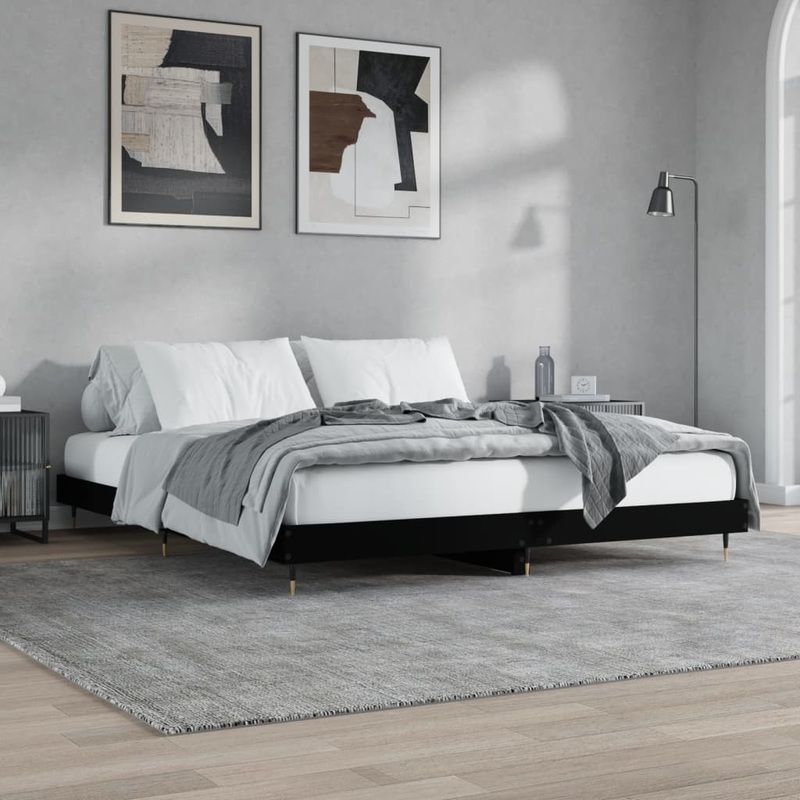 Berkfield Bed Frame Black 150×200 cm 5FT King Size Engineered Wood