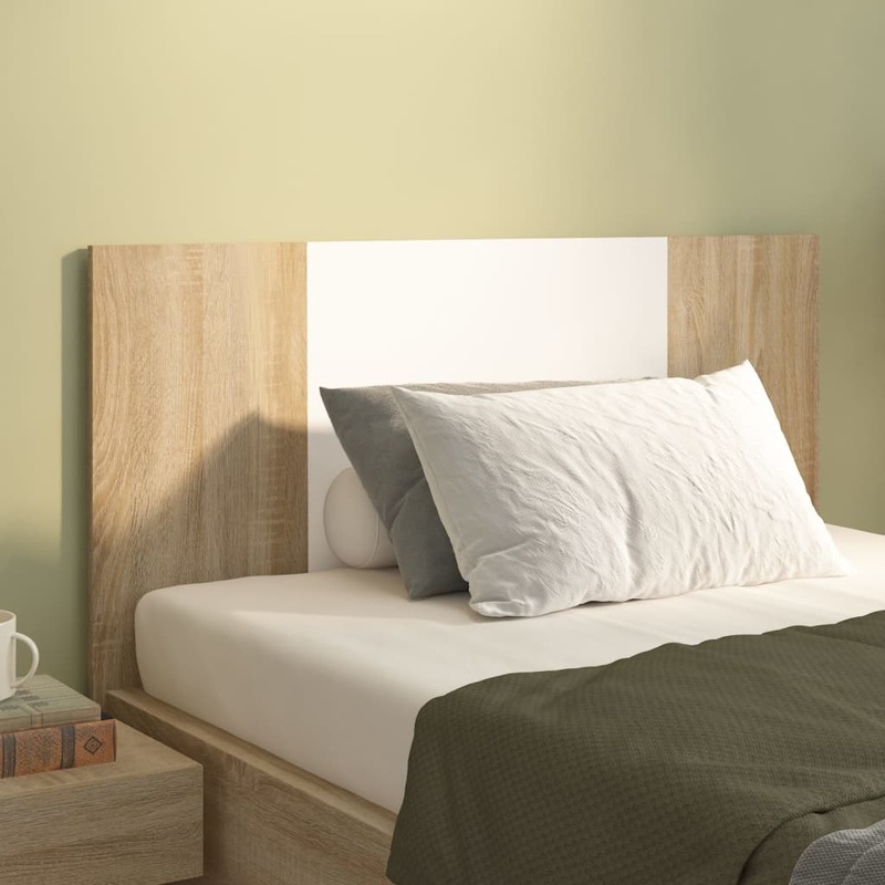 Berkfield Bed Headboard White and Sonoma Oak 120×1.5x80cm Engineered Wood