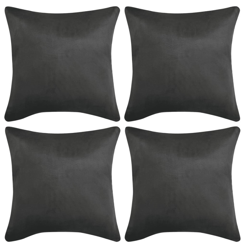 Berkfield Cushion Covers 4 pcs 50×50 cm Polyester Faux Suede Anthracite