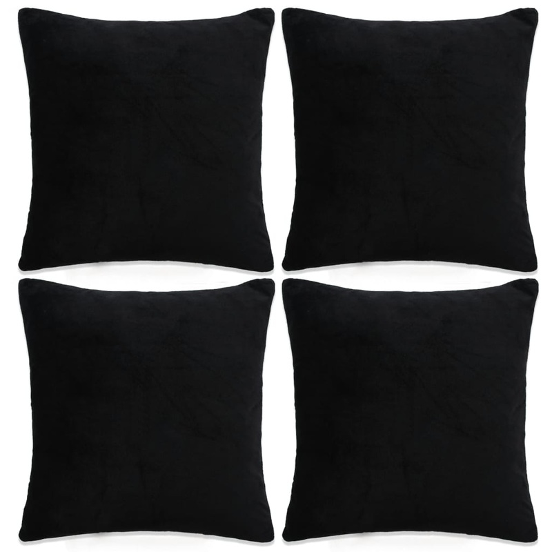 Berkfield Cushion Covers 4 pcs Velour 50×50 cm Black