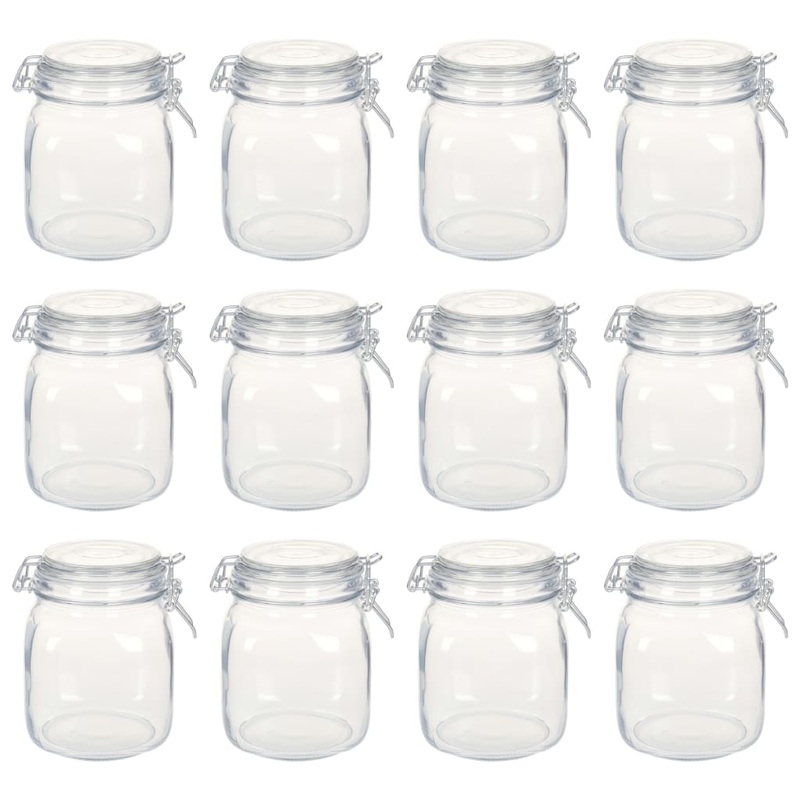 Berkfield Glass Jars with Lock 12 pcs 1 L