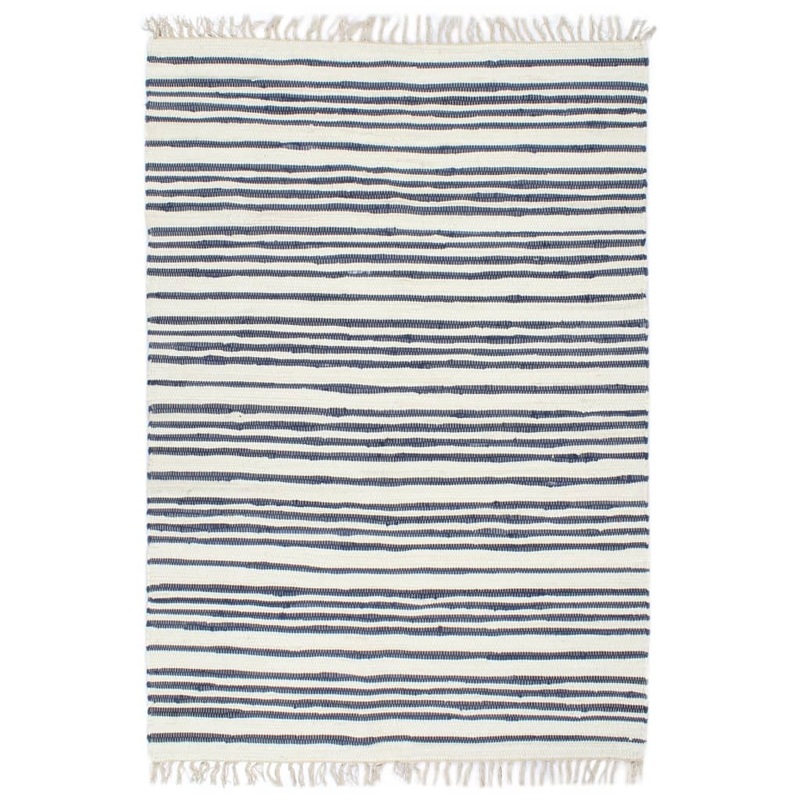 Berkfield Hand-woven Chindi Rug Cotton 200×290 cm Blue and White