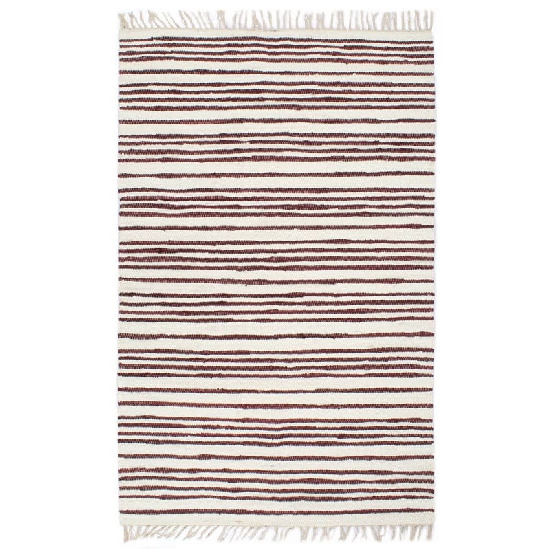 Berkfield Hand-woven Chindi Rug Cotton 200×290 cm Burgundy and White