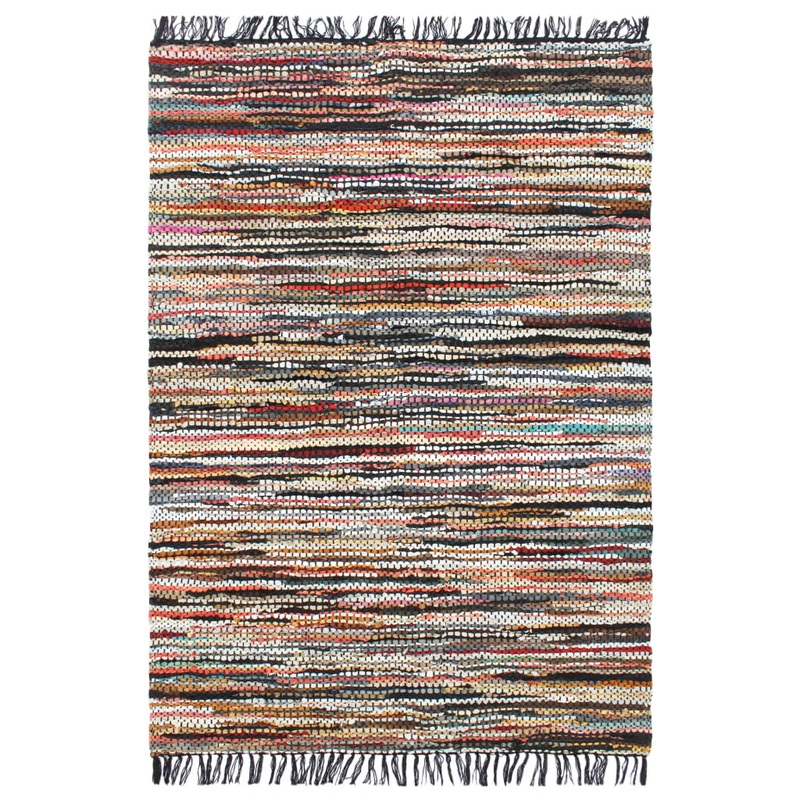 Berkfield Hand-woven Chindi Rug Leather 160×230 cm Multicolour