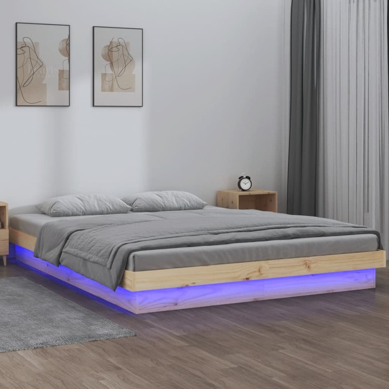 Berkfield LED Bed Frame 140×190 cm Solid Wood