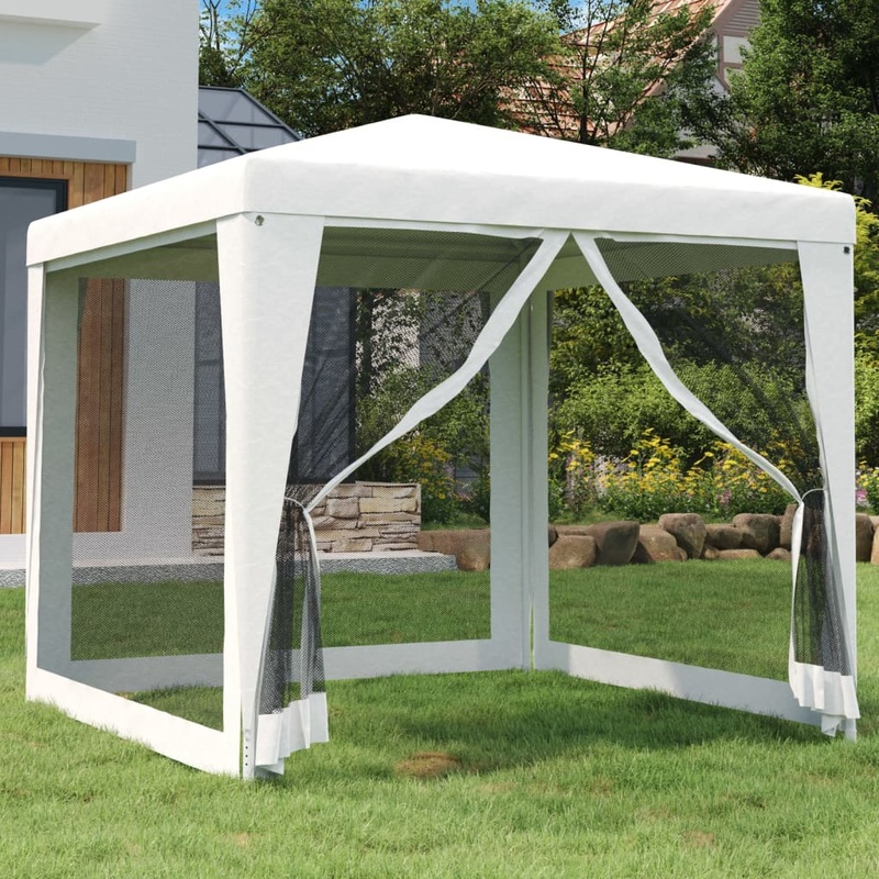 Berkfield Party Tent with 4 Mesh Sidewalls 2.5×2.5 m White