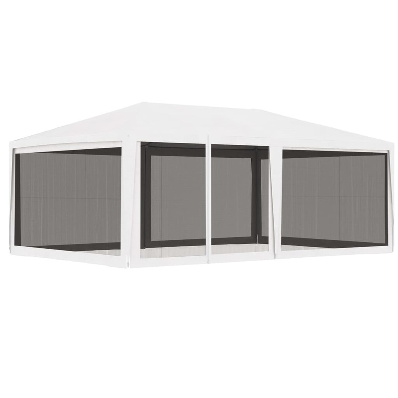 Berkfield Party Tent with 4 Mesh Sidewalls 4×6 m White