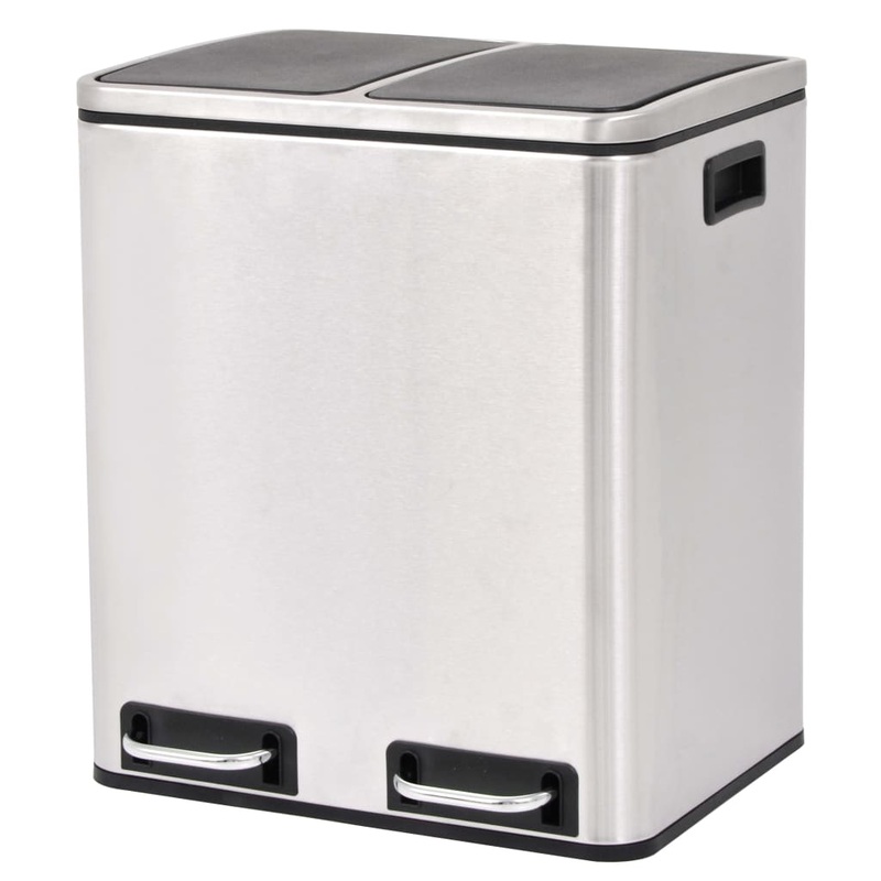 Berkfield Recycling Pedal Bin Garbage Trash Bin Stainless Steel 30 L
