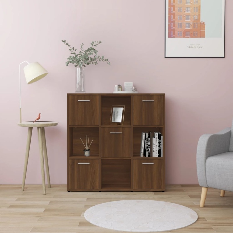 Berkfield Book Cabinet Brown Oak 90x30x90 cm Engineered Wood