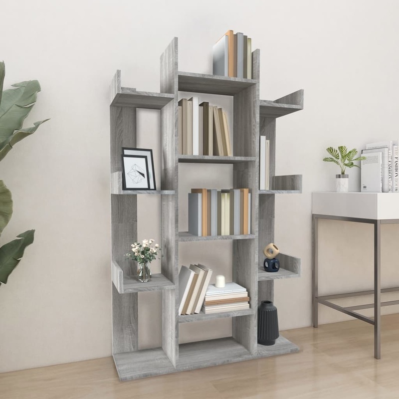 Berkfield Book Cabinet Grey Sonoma 86×25.5×140 cm Engineered Wood
