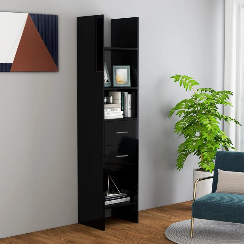 Berkfield Book Cabinet High Gloss Black 40x35x180 cm Engineered Wood