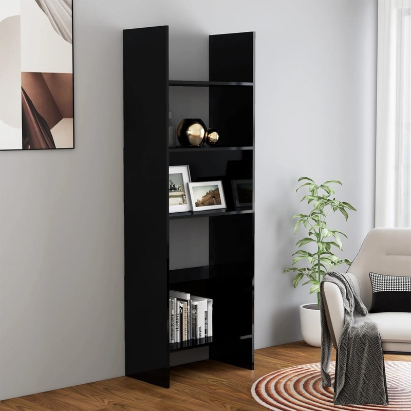 Berkfield Book Cabinet High Gloss Black 60x35x180 cm Engineered Wood
