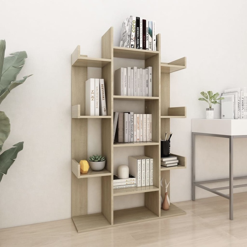 Berkfield Book Cabinet Sonoma Oak 86×25.5×140 cm Engineered Wood