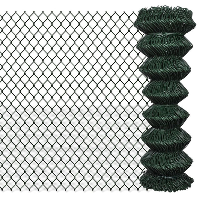 Berkfield Chain Link Fence Steel 1,25×15 m Green