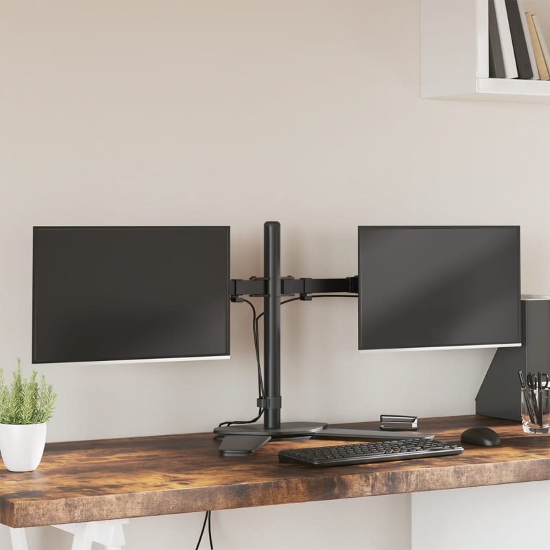 Berkfield Dual Monitor Stand Black Steel VESA 75/100 mm