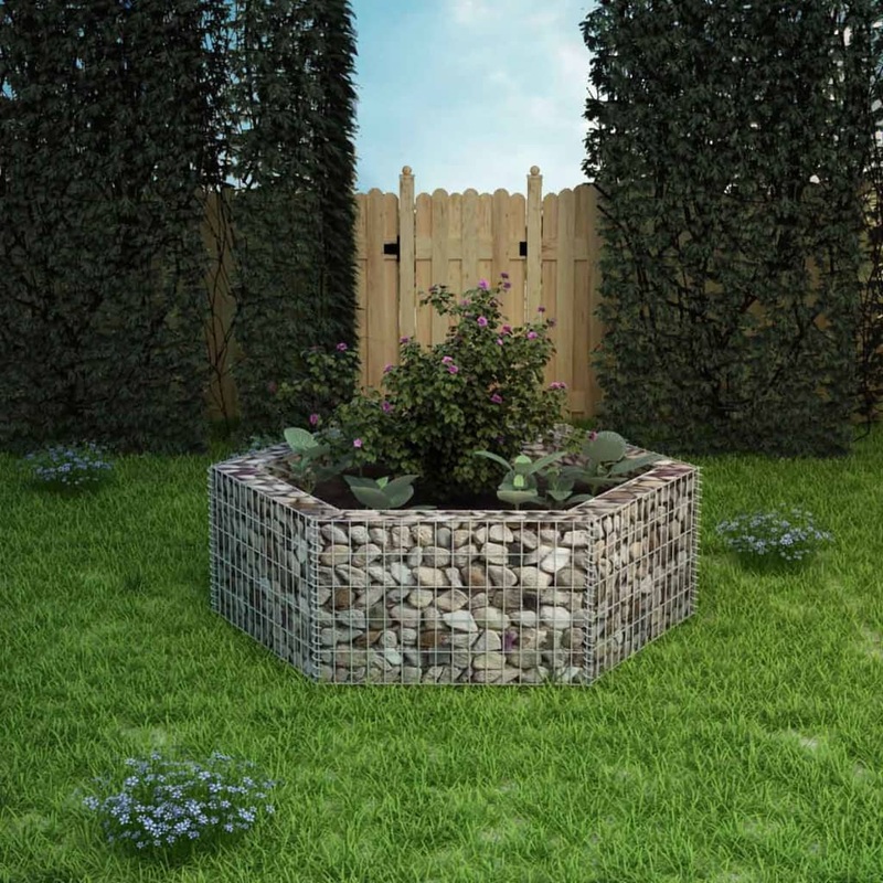 Berkfield Hexagonal Gabion Raised Bed 160x140x50 cm
