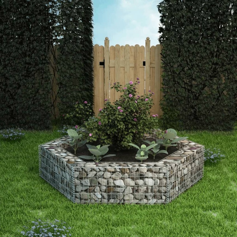 Berkfield Hexagonal Gabion Raised Bed 200x173x40 cm
