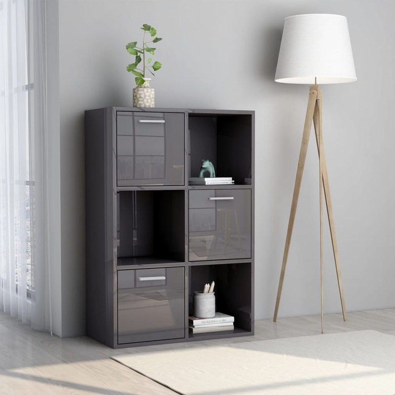 Berkfield Storage Cabinet High Gloss Grey 60×29.5×90 cm Engineered Wood