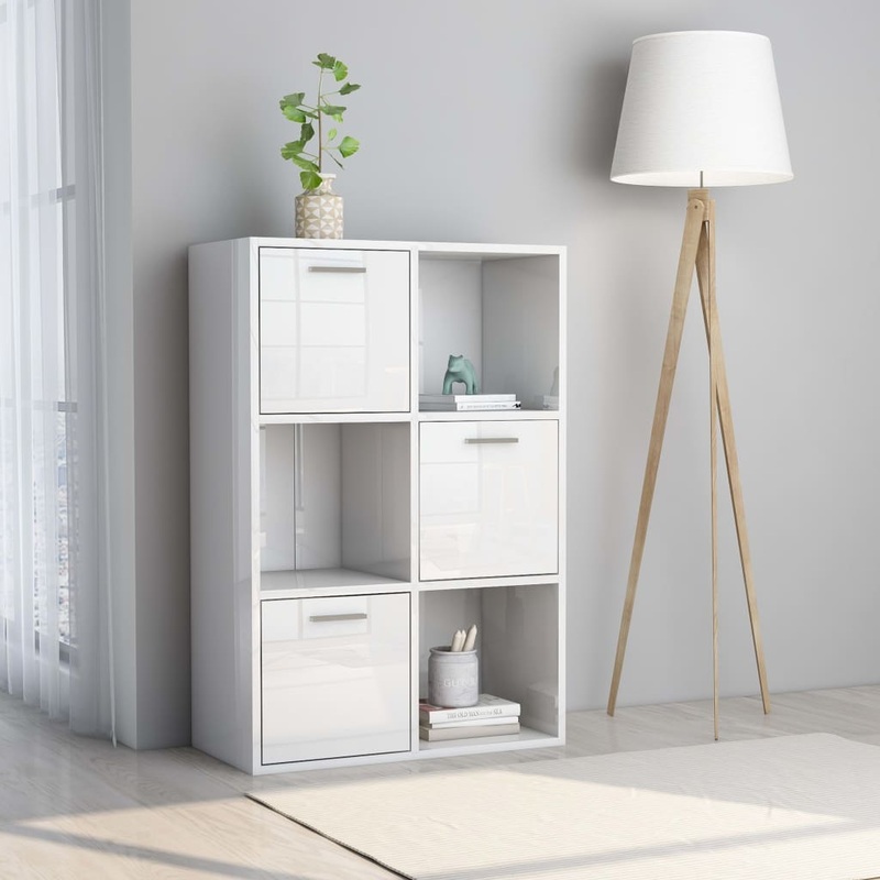 Berkfield Storage Cabinet High Gloss White 60×29.5×90 cm Engineered Wood