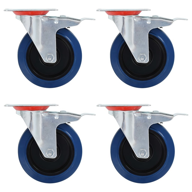 Berkfield Swivel Casters with Double Brakes 4 pcs 125 mm