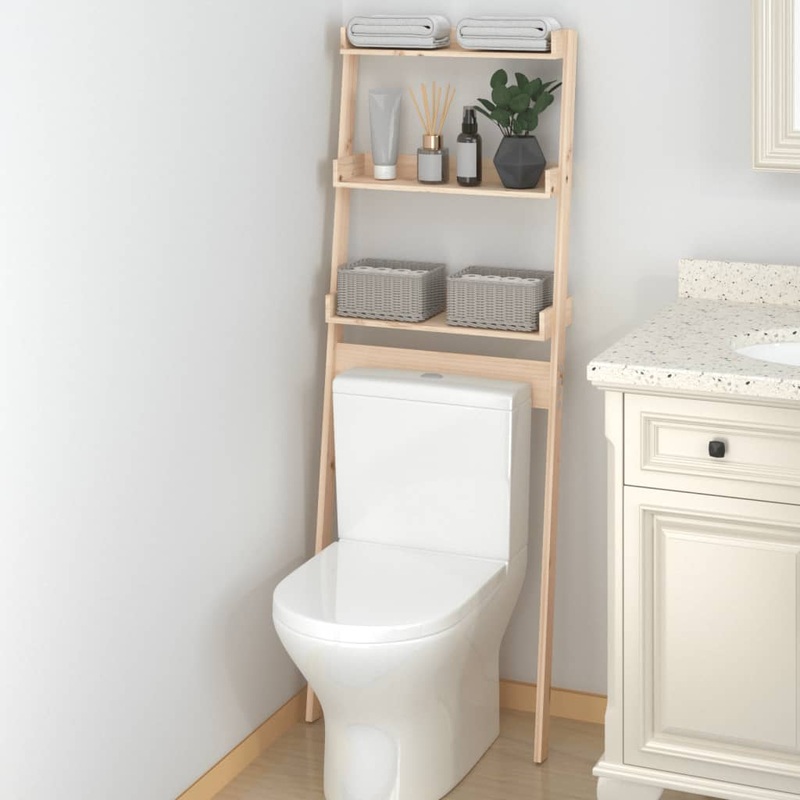 Berkfield Toilet Rack 63.5x32x179 cm Solid Wood Pine