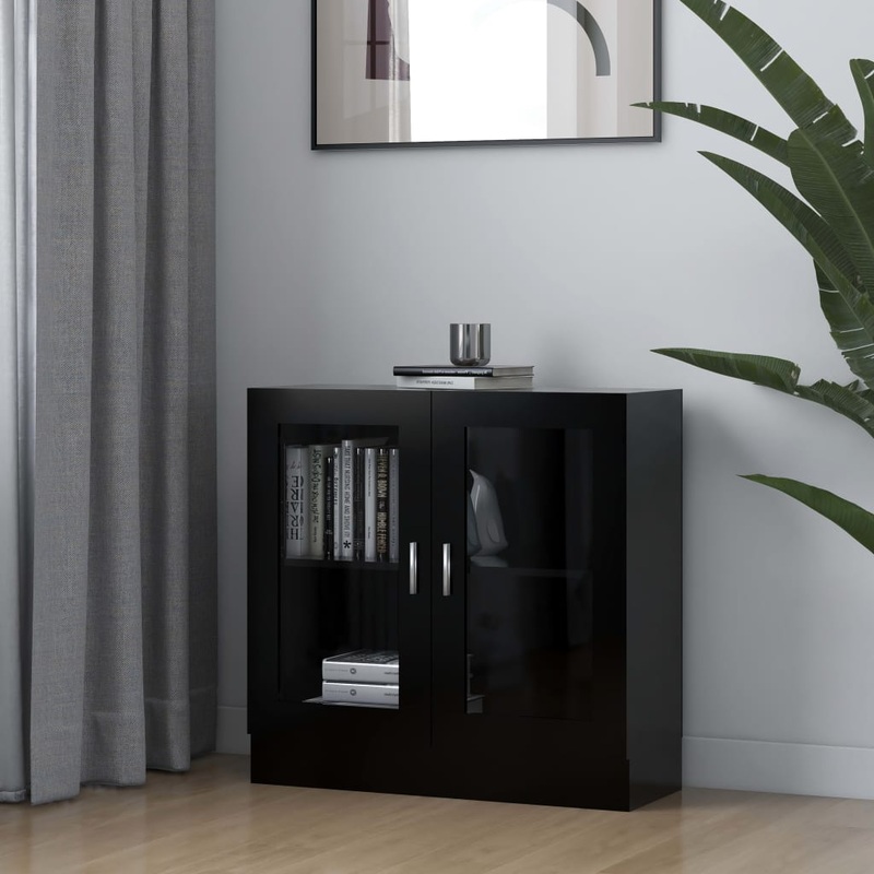 Berkfield Vitrine Cabinet Black 82.5×30.5×80 cm Engineered Wood