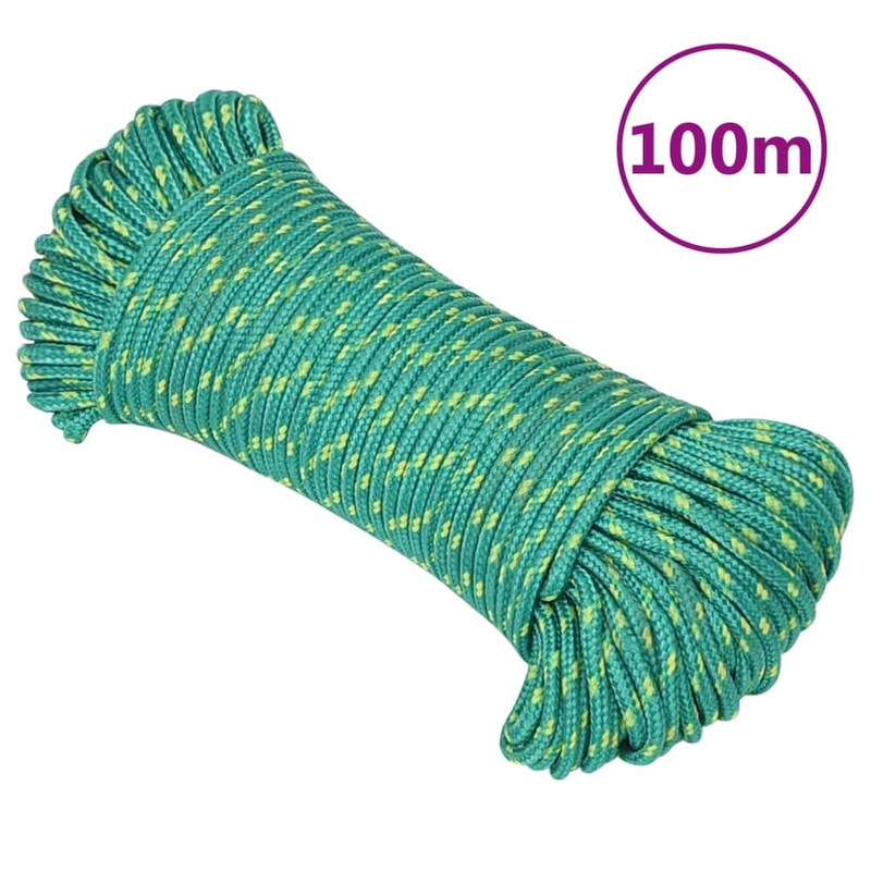 Berkfield Boat Rope Green 4 mm 100 m Polypropylene