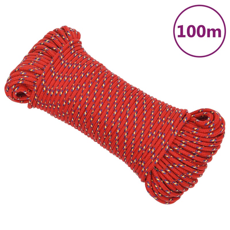 Berkfield Boat Rope Red 3 mm 100 m Polypropylene