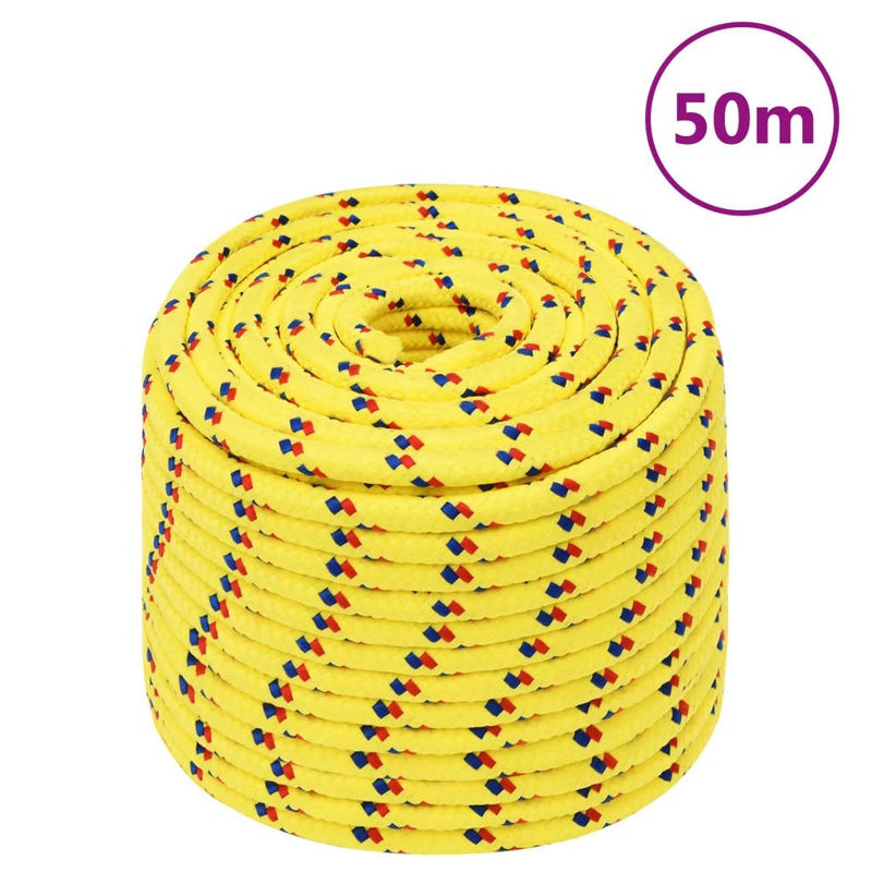Berkfield Boat Rope Yellow 12 mm 50 m Polypropylene