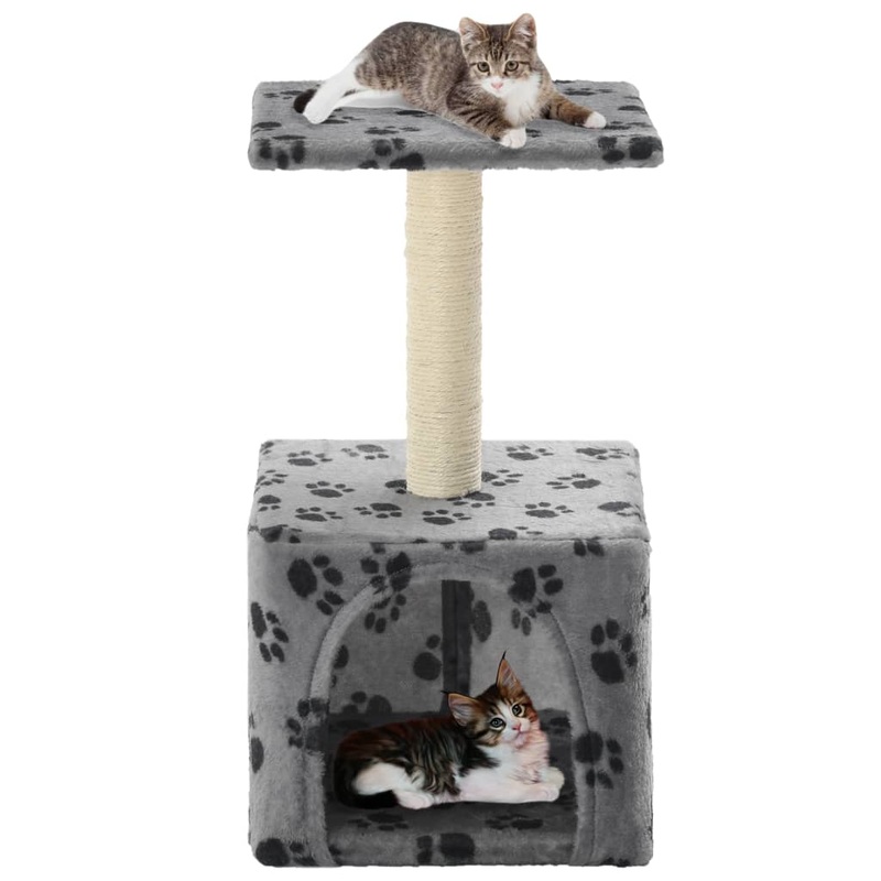 Berkfield Cat Tree with Sisal Scratching Post 55 cm Grey Paw Print