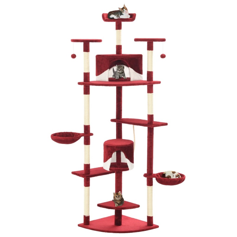 Berkfield Cat Tree with Sisal Scratching Posts 203 cm Red and White
