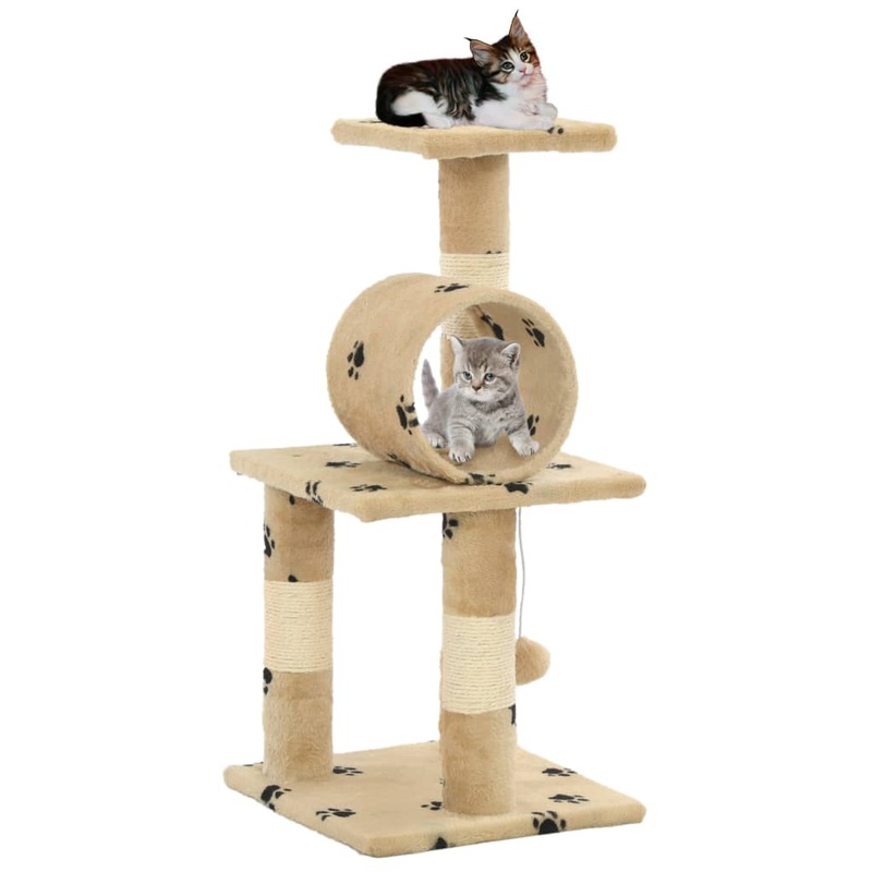 Berkfield Cat Tree with Sisal Scratching Posts 65 cm Beige Paw Prints