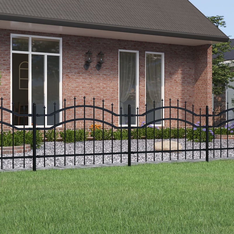 Berkfield Garden Fence with Spear Top Black 115 cm Powder-coated Steel