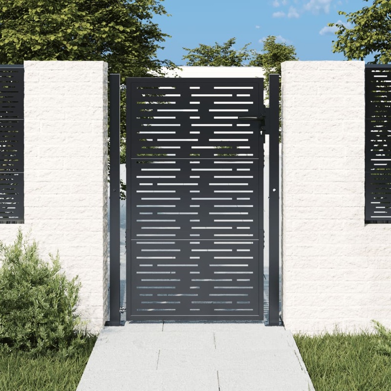 Berkfield Garden Gate Anthracite 105×155 cm Steel Square Design