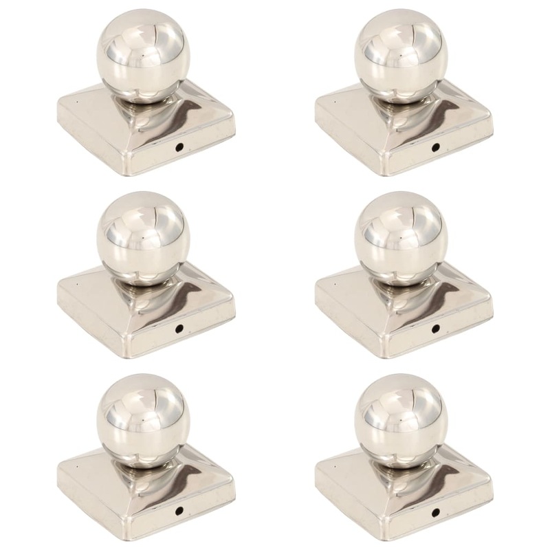 Berkfield Post Caps 6 pcs Globe Final Stainless Steel 81×81 mm