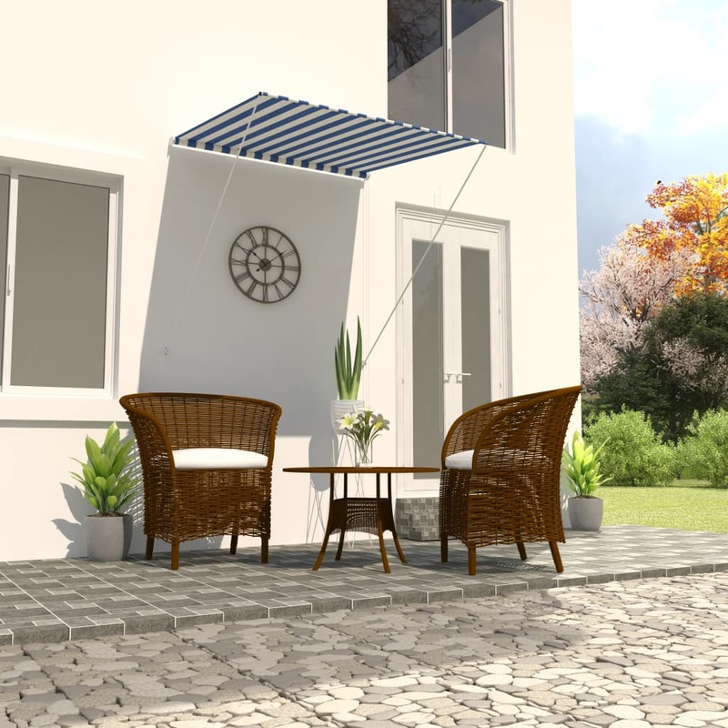 Berkfield Retractable Awning 100×150 cm Blue and White