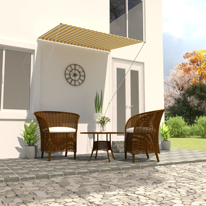 Berkfield Retractable Awning 150×150 cm Yellow and White