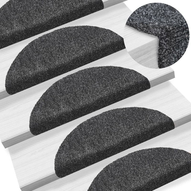 Berkfield Self-adhesive Stair Mats 5 pcs Dark Grey 56x17x3 cm Needle Punch