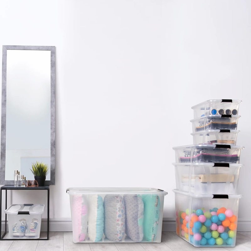 Berkfield Storage Boxes with Lids 5 pcs Transparent 21 L