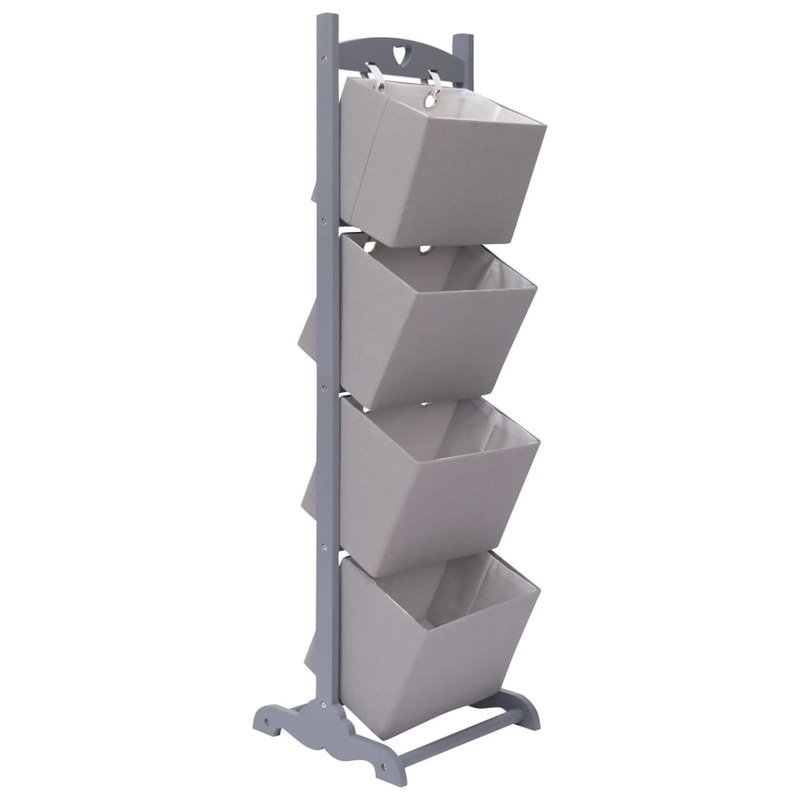 Berkfield 4-Layer Basket Rack Dark Grey 35x35x125 cm Wood