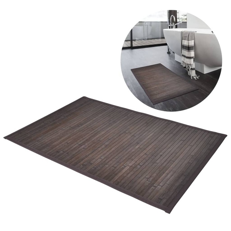 Berkfield Bamboo Bath Mat 60 x 90 cm Dark Brown