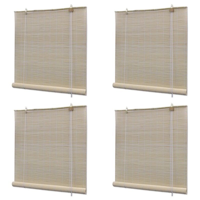 Berkfield Bamboo Roller Blinds 4 pcs 120×160 cm Natural