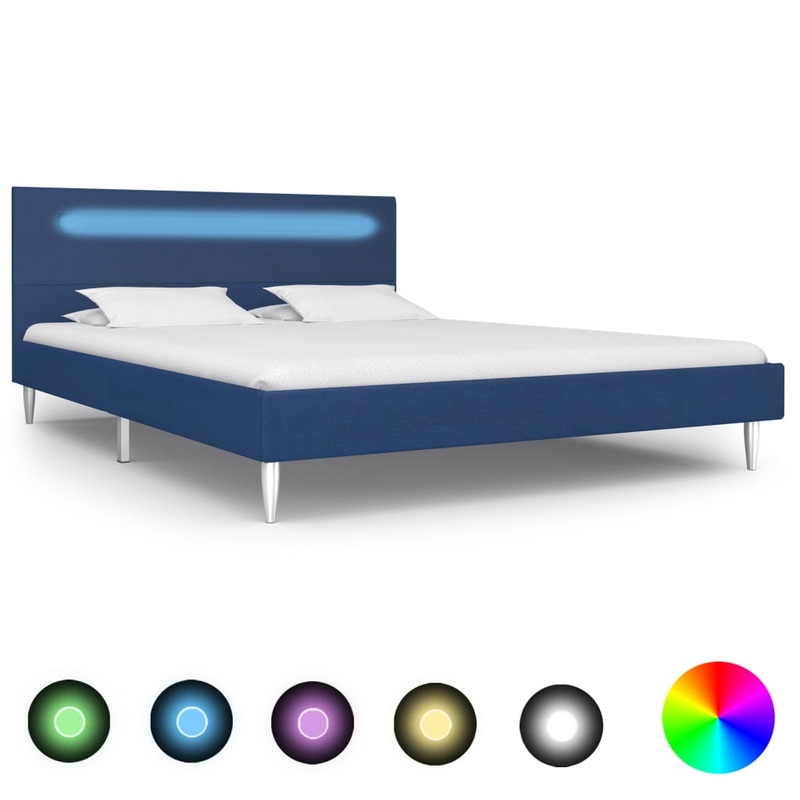 Berkfield Bed Frame with LED Blue Fabric 135×190 cm 4FT6 Double