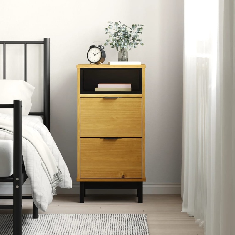 Berkfield Bedside Cabinet FLAM 40x35x80 cm Solid Wood Pine