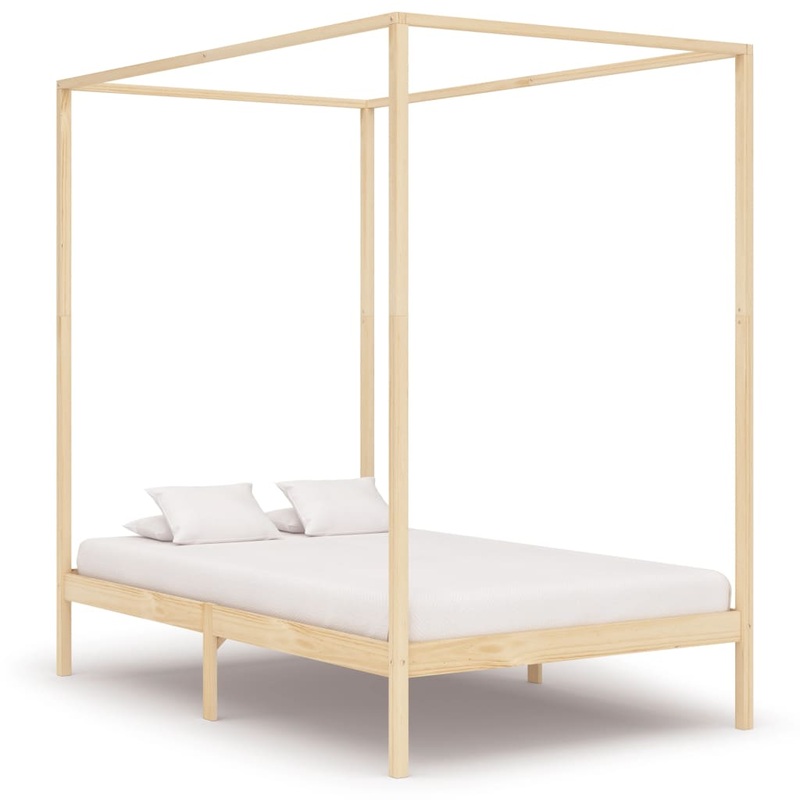 Berkfield Canopy Bed Frame Solid Pine Wood 120×200 cm