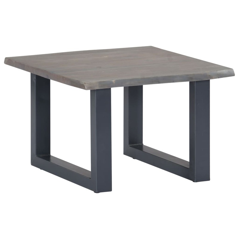 Berkfield Coffee Table with Live Edges Grey 60x60x40 cm Solid Acacia Wood