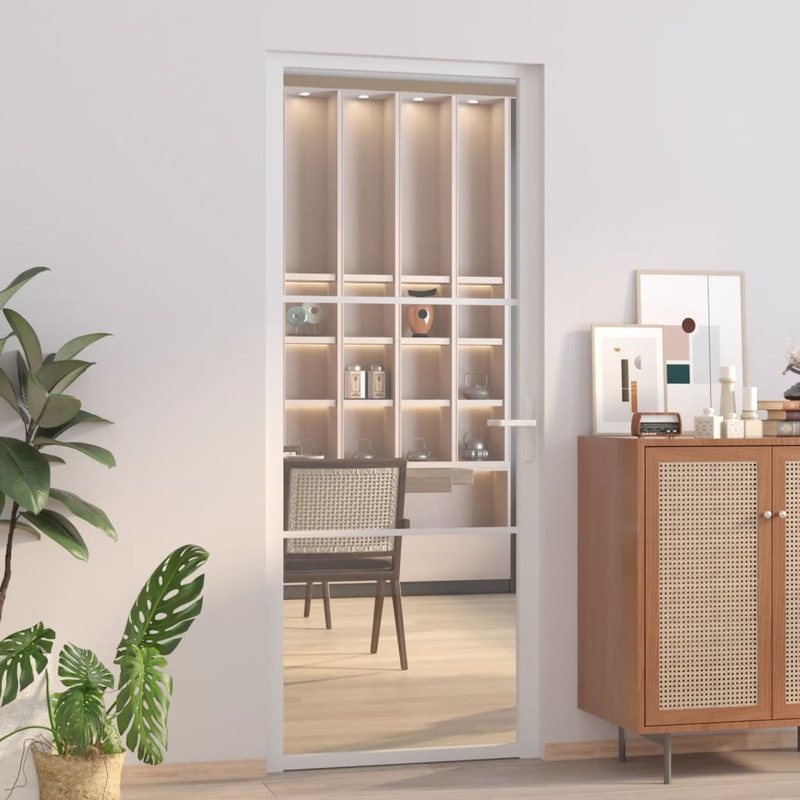 Berkfield Interior Door 83×201.5 cm White ESG Glass and Aluminium
