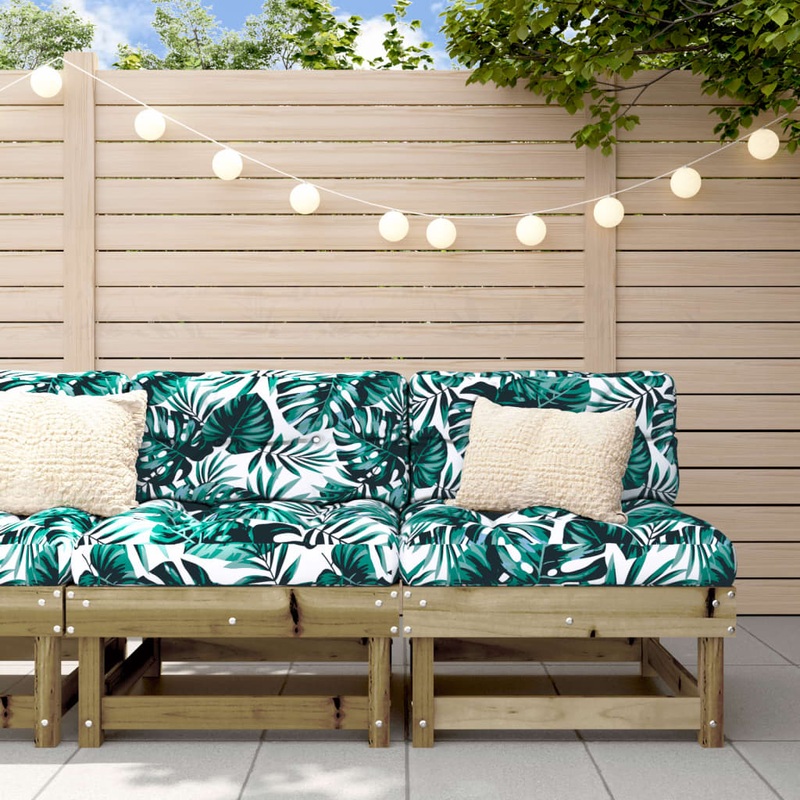 Berkfield Middle Sofas with Cushions 2 pcs Impregnated Wood Pine