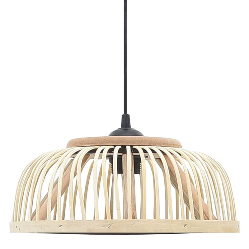 Berkfield Pendant Lamp Bamboo 37×15.5 cm 40 W Semicircle E27